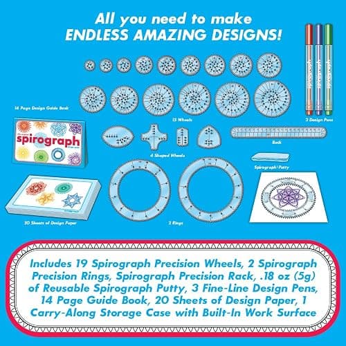 Spirograph — Deluxe Set — Spiral Art Drawing Kit — The Classic Way to Make Countless Amazing Designs — For Kids Ages 8+ thumbnail 4