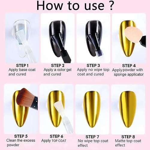 Holographic Mirror White Pearl Chrome Nail Powder Gold Effect Pure Metallic Dust Sequins UV Gel Nail Chrome Pigment for Nail Art Decoration thumbnail 5