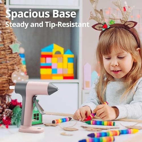 Tilswall Cordless Hot Glue Gun, 30s Fast Preheating with 2Ah Built-in Battery, Hot Melt Glue Gun with 20pcs Premius Glue Sticks, Smart Power-Off, USB-C Inputs Suitable for DIY Craft, Home Repaire Pink thumbnail 7
