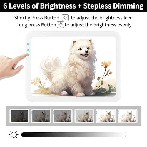 TOHETO A4 Rechargeable Led Super Bright Light Pad Powered by 3500mAh Lithium Battery for Cricut Weeding Vinyl Tool, Portable Wireless Light Board/Box for Tracing, Diamond Painting, Sketching & Drawing thumbnail 4
