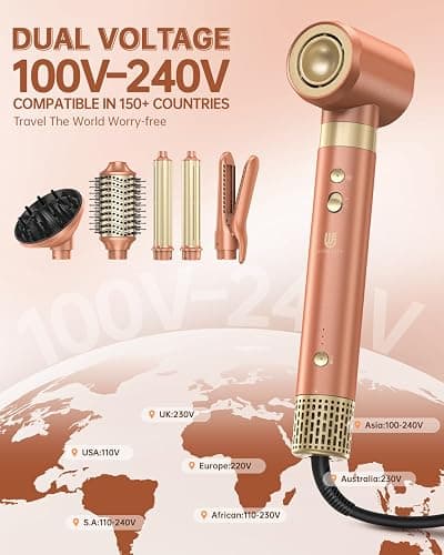 [Dual Voltage] webeauty 6 in 1 Hot Air Styler, High-Speed Negative Ionic Hair Dryer with Auto Curlers, Professional Blow Dryer Brush, Diffuser, Volumizer Multiple Styling, No Heat Damage thumbnail 5