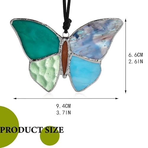 H&D HYALINE & DORA Butterfly Stained Glass Window Hangings Handmade Animal Design Panels Ornament for Home Window Garden thumbnail 3