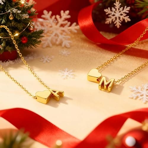 M MOOHAM Christmas Gifts for Grandkids Teens Girls -14K-Gold-Plated Heart Initial Bracelets for Women Girl Dainty Gold Bracelets Birthday Gift Stocking Stuffers for Women Teenage Girls Kids Gifts thumbnail 5
