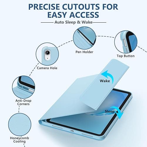 BQSS for iPad Air 11 Inch Case with Keyboard M4/M3/M2 (2026/2025/2024), Keyboard Case for iPad Air 10.9 Inch 5th/4th Generation (2022/2020) Detachable for iPad Pro 1st Case with Pencil Holder Blue thumbnail 4