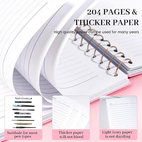 CAGIE 5 Subject Notebook College Ruled with Removable Tabs, Lined Spiral Journals Notebook for Women Men Writing, Notebooks for Work Note Taking School Supplies, A5 - Pink - Pink - 6.2''x8.2'' thumbnail 6