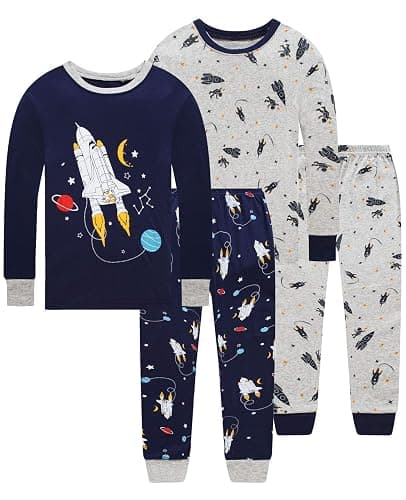 Dolphin&Fish Boys Pajamas 4Piece Toddler Kids Pjs Sets Cotton Toddler Clothes Sleepwears - Image 1