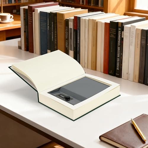 UWILLION Large Decorative Book-Shaped Lockable Storage Box with Combination Lock, Home and Office Organizer for Small Personal Items, Evergreen Stories, 10.82 x 7.67 x 1.77 Inches thumbnail 2