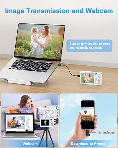 Digital Camera, 4K 64MP Cameras for Photography, Point and Shoot Digital Camera with Auto Focus, Dual Camera, Flash, 16X Zoom, Anti Shake, 32GB Card, Compact Vlogging Camera for Teens, Adults thumbnail 7