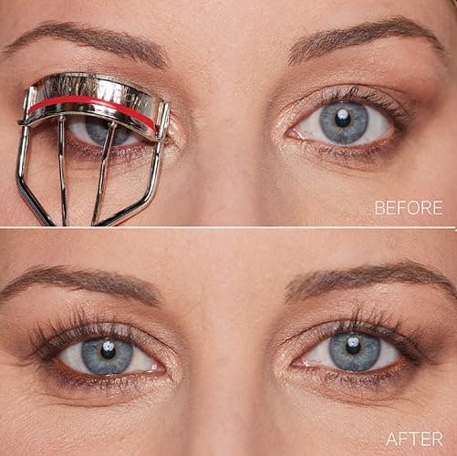 kevyn aucoin the eyelash curler: easy use. long-lasting curl of lashes effect. wide opening. stainless steel with two red lash cushions. pro makeup artist tool for before & after mascara application thumbnail 5