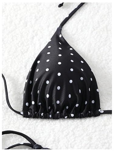 SOLY HUX Women's Polka Dots Print Bathing Suit Halter Triangle Tie Side Bikini Sets Two Piece Swimsuit thumbnail 4