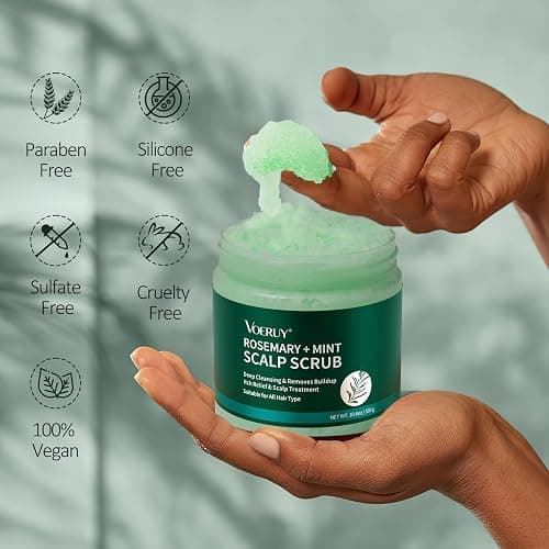 VOERUY Scalp Scrub, Rosemary Scalp Exfoliator Scrub Shampoo, 2-in-1 Scalp Treatment with Mint Oil, Hair Treatment to Clarify and Remove Build Up with Silicone Scalp Massager, 10.6oz/300g thumbnail 5