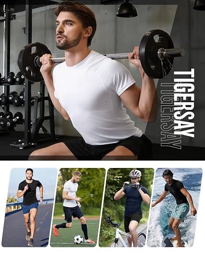 Tigersay Men's Compression Shirts, Short Sleeve T-Shirt Athletic Compression Tops Workout Sports Base Layer Undershirt thumbnail 6