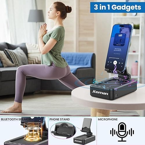 Cell Phone Stand with Wireless Bluetooth Speaker and Anti-Slip Base HD Surround Sound Perfect for Home and Outdoors with Bluetooth Speaker for Desk Compatible with iPhone/ipad/Samsung Galaxy thumbnail 3