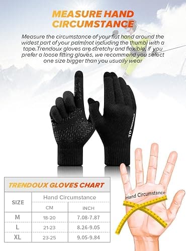 TRENDOUX Soft Warm Touch Screen Winter Thermal Gloves Men Women, Non-slip Grip, Elastic Cuff, Knit Stretchy Material thumbnail 6