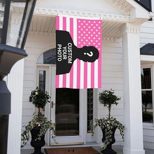 Generic Custom 3x5 Ft American Flag with Photo Text Personalized Funny Flag for Room Custom Pink Tapestry thumbnail 6