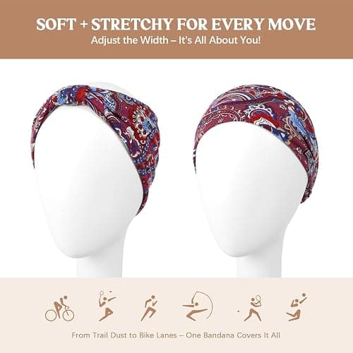 Awumbuk Wide Headbands for Women Knotted No Slip Head Bands Soft Turban Headband Hair Accessories Boho African Solid Color Head Wraps for Women Yoga Workout Pack of 6 thumbnail 7