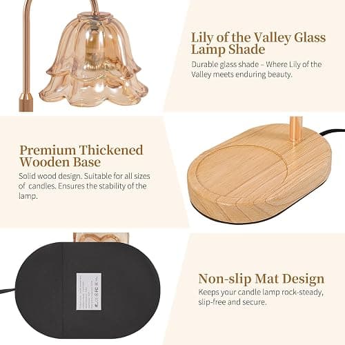 Flower Candle Warmer Lamp with Timer - Dimmable Electric Candle Lamp, Birthday Gifts for Women Mom, House Warming Gifts New Home Decor, Adjustable Wax Wamer Light for Jar Candles thumbnail 6