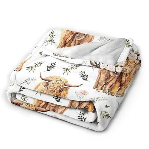 Highland Cow Print Blanket 50x60inch Farm Animal Cow Gifts Throw Blankets Soft Cozy Fleece Plush Warm Flannel Bedding Blanket for Girls Kids Adults Couch Travel - Highland Cow - 50x60in thumbnail 3