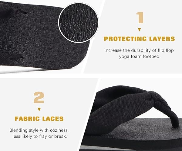 KuaiLu Flip Flops for Women with Arch Support Summer Beach Thong Sandals | Comfortable Yoga Mat Walking Shoes Cushion Slip On Casual Outfits Indoor Outdoor thumbnail 6