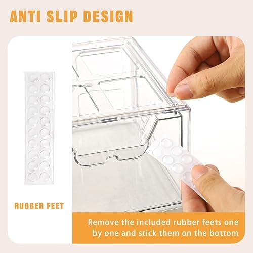 Stebopum 6 Pack Stackable Makeup Organizer, 4.4'' Tall Acrylic Bathroom Makeup Organizer and Storage Drawer with Pull-out Handle, Clear Plastic Storage Bins for Vanity,Pantry,Desk,Undersink,Kitchen thumbnail 4