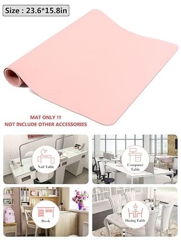 (MAT ONLY) Pink Nail Art Table Mat, Foldable Nail Art Hand Rest Pad for Nail Arm Rest Cushion, Soft Microfiber Leather Nail Mat, Manicure Pad Nail Table Pad Desk Mat for Nail Technician Salon Home thumbnail 6