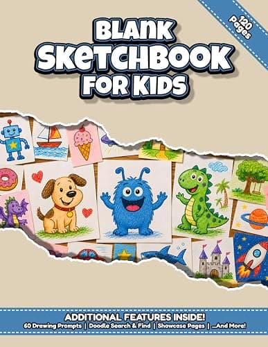 Blank Sketchbook for Kids: A Sketch Pad with 120 Blank Pages, Fun Drawing Prompts, a Doodle Search-and-Find, and Screen-Free Creative Activities - Image 1