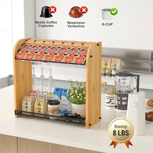 K Cup Holder Coffee Pod Organizer for Coffee Bar Accessories, K Cup Holders for Counter, Large Capacity K Cups Holder, Easy Assembly Coffee Station Organizer for Countertop (28 Coffee Pods At Least) thumbnail 6