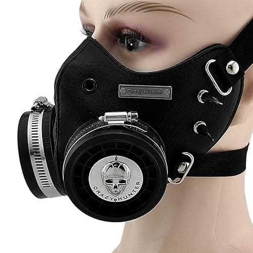 crazy hunter Steampunk Mask Cosplay Skull Masque Men/women Gothic Leather Mask thumbnail 4