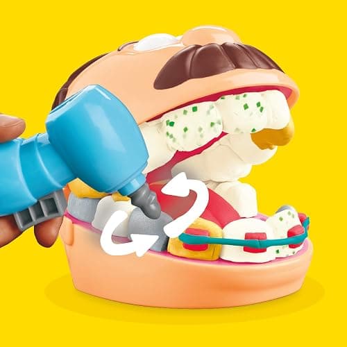 Play-Doh Drill 'n Fill Dentist Toy for Kids 3 Years and Up with Cavity and Metallic Colored Modeling Compound, 10 Tools, 6 Total Cans, 2 Ounces Each, Non-Toxic, Assorted Colors thumbnail 8