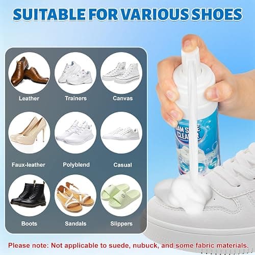 Jevvu Shoe Cleaner, Sneaker Cleaner Foam for Removing Stains and Dirt, Shoe Cleaning Kit for White Shoes thumbnail 4