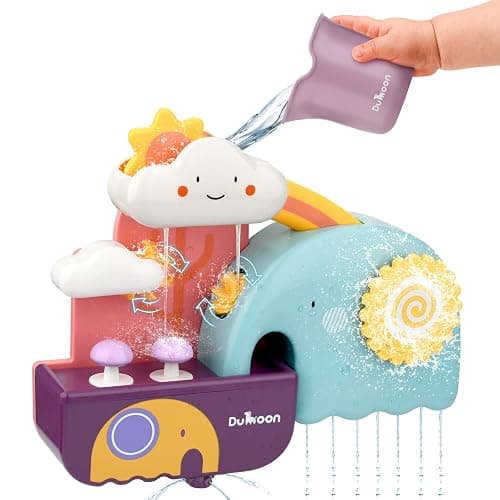 TI-TOO Baby Bath Toys, Fun Simple Physics Educational Bathtub Water Toy, Bath Time Fun Splash Toys for 1, 2, 3+ Year Old Boys Girls Toddlers, Safe Colorful Skin Friendly Waterwheel Bathing Toy - Image 1