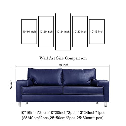 Wieco Art New York Brooklyn Bridge Canvas Wall Art Night View 5 Panels Modern Landscape Artwork Canvas Prints Abstract Pictures to Photo Canvas Wall Decor for Home & Office Decorations thumbnail 5