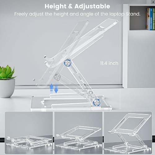 VIGLT Laptop Stand for Desk, Portable Acrylic Laptop Riser, Ergonomic Adjustable Computer Stand Holder for Notebook MacBook Air Pro, Dell XPS, HP (10-17.3'') thumbnail 4