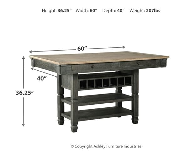 Signature Design by Ashley Tyler Creek Farmhouse 36" Counter Height Dining Table with Wine Rack, Amost Black Tyler Creek Farmhouse 24.38" Counter Height Upholstered Barstool, Set of 2, Almost Black thumbnail 3