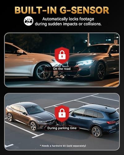 TERUNSOUl 4K+4K Dash Cam Front and Rear, Free 128GB Card Included, 5.8GHz WiFi Dash Camera for Cars, Built-in GPS, G-Sensor, 170°Wide Angle, 3" IPS Screen, 24H Parking Mode, Support 512GB Max thumbnail 5