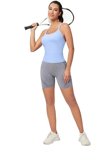 MathCat Workout Tank Tops for Women with Built in Bra, Sleeveless Gym Tops Seamless Racerback Athletic Yoga Shirts thumbnail 6