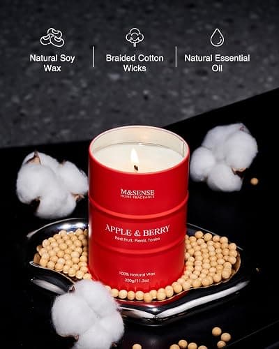M&SENSE Apple Berry Candles for Home Scented, Soy Natural Wax Holiday Candle 11.3oz 70 Hour Slow Burning, Non Toxic Fruit & Floral Scented Candles Christmas Thanksgiving Gift for Women thumbnail 4