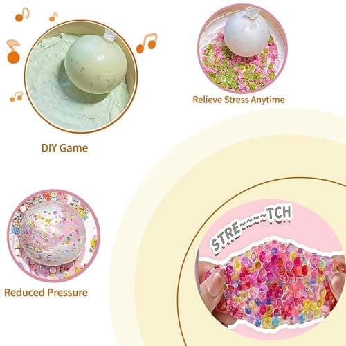 RandJ DIY Stress Ball Making Kit, Squishy Maker Kit with Blank Skins & Air Pump, Add Water to Make Your Own Crunchy Stress Balls for Adults, Transparent Squeeze Toy thumbnail 3