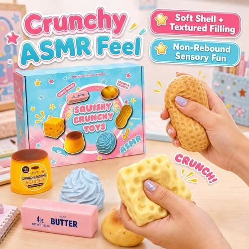 6PCS Crunchy Squishy Box Mystery Fun Asmr Feel Set | Crunchy Squishies Stress Balls Blind Slow Return Squishies, Relief Hand Relax Desk Decor Party Favor Gifts for Adult thumbnail 3