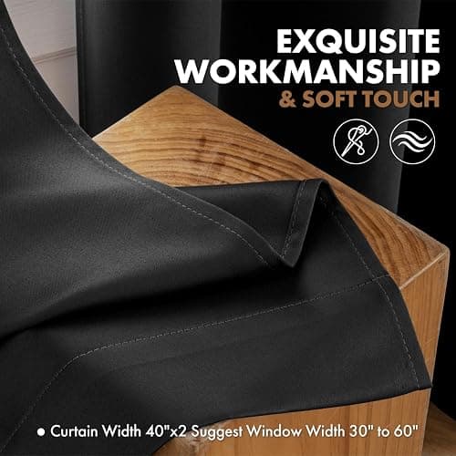 MIULEE Halloween Black Blackout Curtains for Bedroom Room 40"x63" 2 Panels | Thermal Insulated, Room Darkening Drapes, Rod Pocket, Noise Reduction, Light Blocking, Solid Window Treatments thumbnail 8