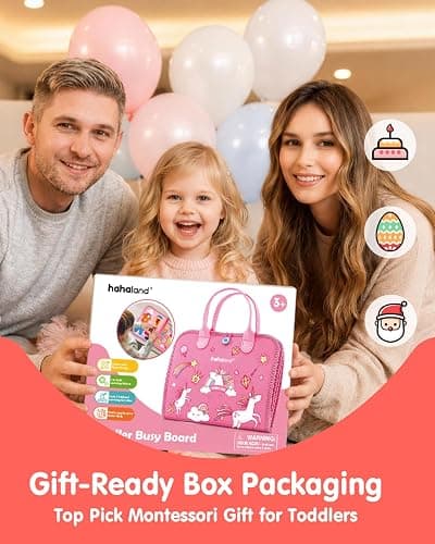 hahaland Busy Board Montessori Toys Busy Book Toddler Girl Gifts Travel Toy | Toddlers Educational Learning Toys with Life Skills, Alphabet, Number, Shape, Color, Weather, Detachable Pages for Car Ride thumbnail 9