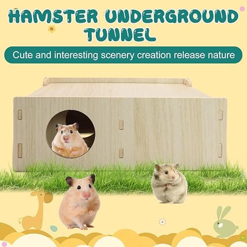 Yasdyri Hamster and Mouse Wooden Tunnel Cage Secret Peep Shed Chamber Hideout & Tunnel Exploring Toys thumbnail 3