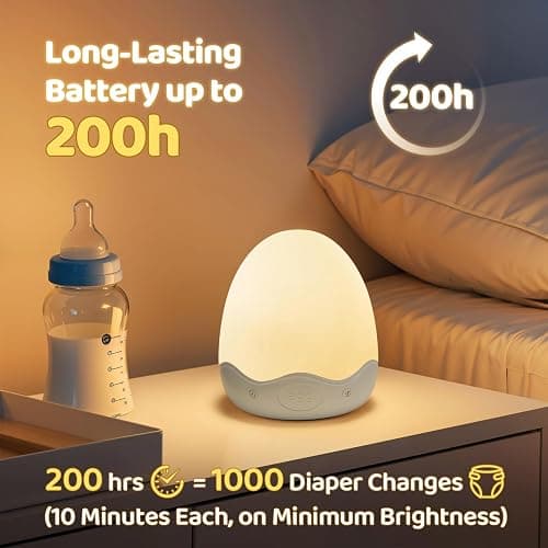 COOLNIGHT Nachtlicht Kinder, Stilllicht Touch Dimmbar mit 10 Helligkeit 10 Farben, 3600mAh+Timer+Fernbedienung LED Nachtlicht Baby, Tragbar & USB Aufladbar & Kabellos Nachttischlampe, Baby Geschenke thumbnail 4