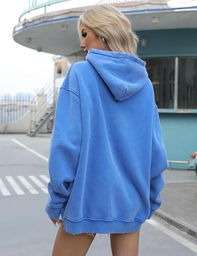 Dnzzs Womens Oversized Hoodie Acid Wash Hoodie Vintage Sweatshirt Heavyweight Fleece Cotton Streetwear Trendy Sweatshirts thumbnail 3