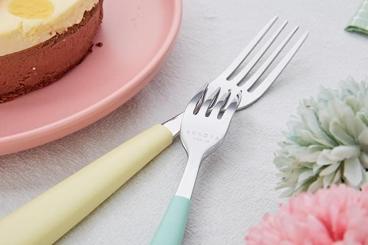 ANNOVA Silverware Set Stainless Steel Colorful Handle Tableware Kitchen Flatware Set Utensils, Includes Dinner Knives, Forks, Spoons, Salad Forks & Dessert Spoons (Pastel Mix, 20 Pieces) thumbnail 7
