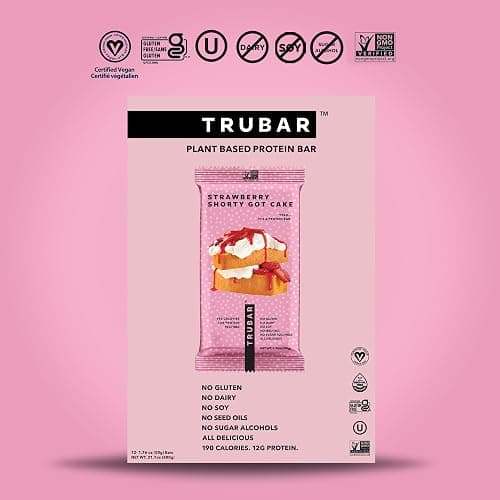 TRUBAR Vegan Protein Bar, Strawberry Shorty Got Cake, Gluten Free, Plant Based Protein, Dairy Free, Non GMO, Soy Free, No Sugar Alcohols, 12G Protein, 12G Fiber, 23G Carb, On the Go Snack Bars, 12 CT thumbnail 4