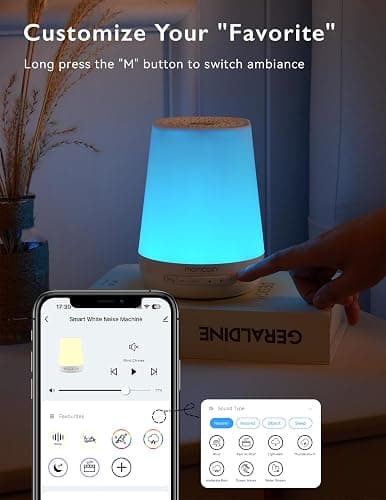 Momcozy White Noise Machine,Sound Machine for Baby Adults with 7 Colour Night Light,34 Soothing SoundsTherapy for Sleeping Nursery, White Noise APP Control,Timer,USB Rechargeable,Office Home Travel - white thumbnail 6