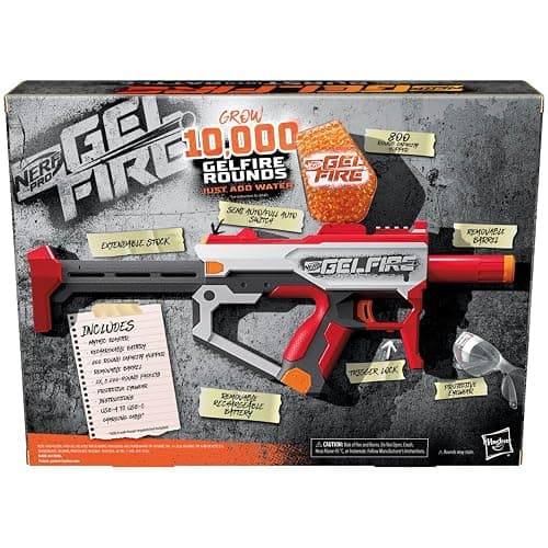 Nerf Pro Gelfire Mythic Full Auto Blaster & 10,000 Gelfire Rounds, 800 Round Hopper, Rechargeable Battery, Eyewear, Ages 14 & Up thumbnail 6