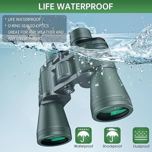 20x50 High Powered Binoculars for Adults, Waterproof Binoculars with Low Light Vision for Bird Watching Hunting Camping Travel Cruise Hiking Sports Stargazing, Gifts for Men Dad thumbnail 6