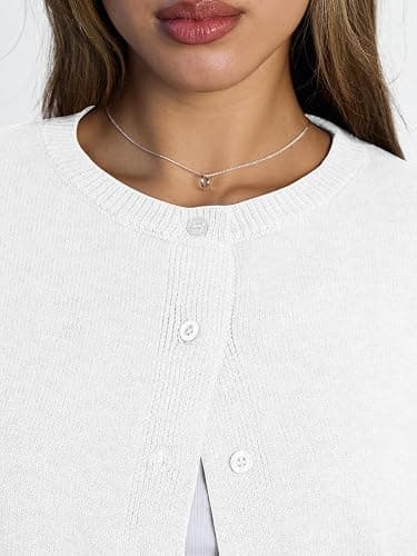 LILLUSORY Womens Lightweight Cardigan Cropped Knit Fall Cute Sweaters 2026 | Office to Brunch,Travel Essential,Drop Shoulder,Button Front,Versatile Chic,Winter Warm Coat thumbnail 5
